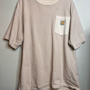 Carhartt Men’s XL Short Sleeve Striped Crew Neck Relaxed Fit T-shirt Stained